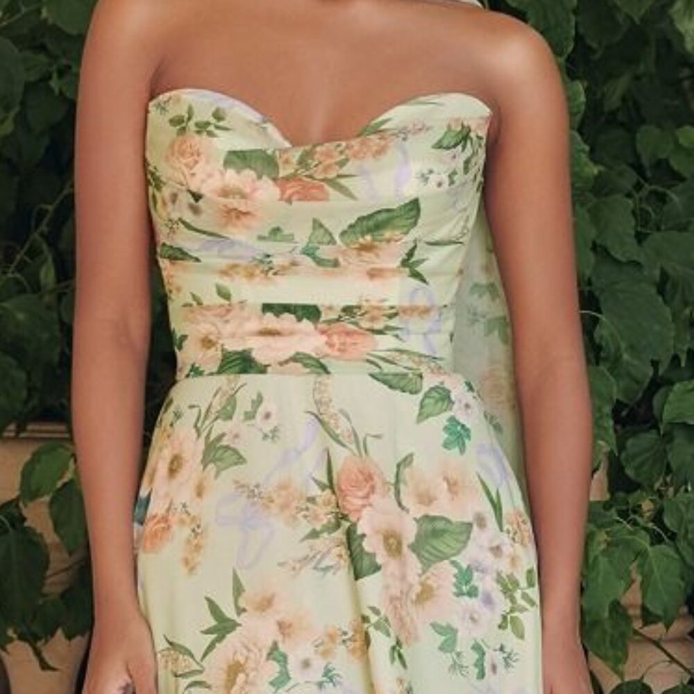 Sage green bridesmaid dresses.Formal party floral chiffon wedding guest dress - Picture 2 of 6